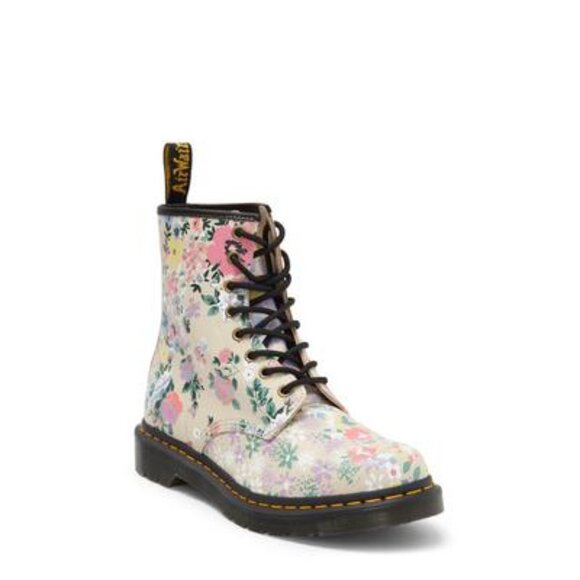 NWT Dr. Martens 1460 Floral Mashup Parchment Beige Women's Leather Boots Size 6 - Picture 1 of 16
